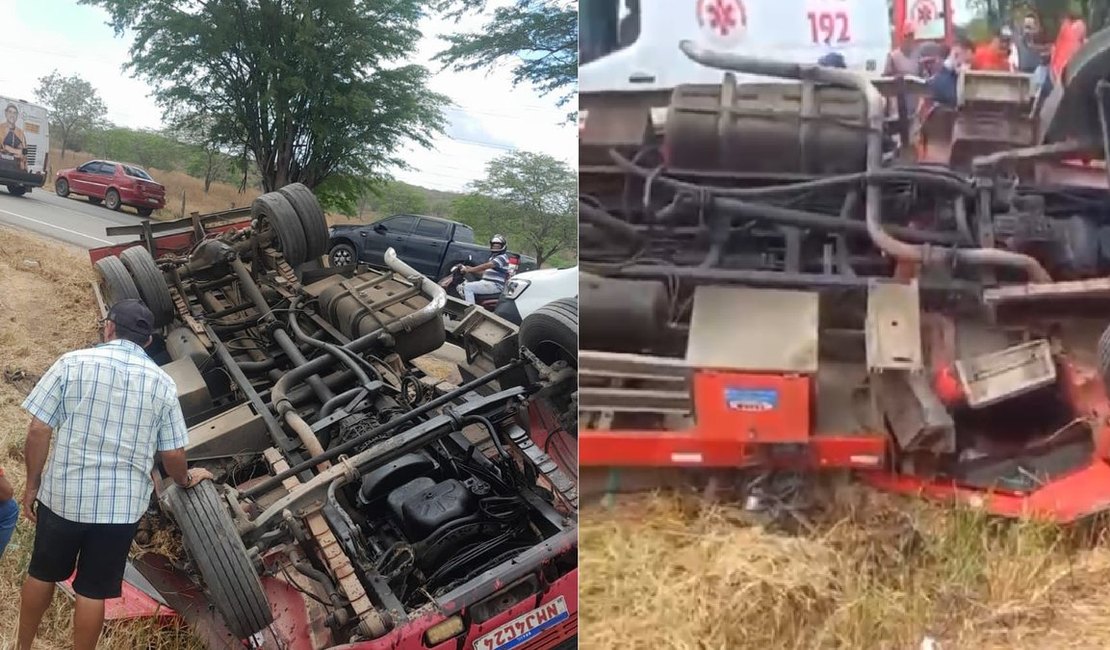 Caminhão tomba e deixa deixa uma pessoa morta na AL-220, no Sertão alagoano