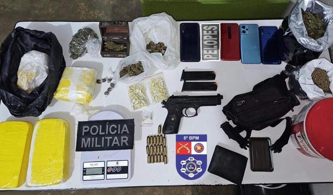 PM apreende quatro armas de fogo e drogas durante ações em Maceió e Japaratinga
