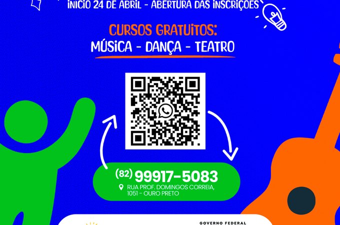 Instituto abre inscrições gratuitas para cursos de música, dança, ballet e teatro, em Arapiraca
