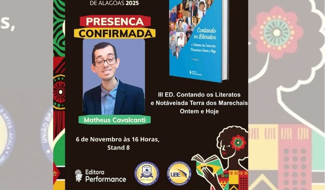 Escritor Alagoano Matheus Cavalcanti Lança Obras dedicadas ao Patrimonio Cultural e a Memória alagoana na 11º Bienal