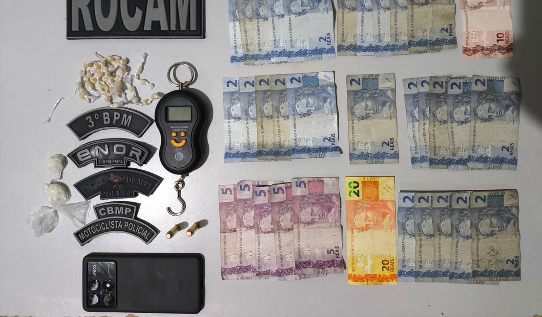 PM prende casal em flagrante e realiza apreensão de crack e cocaína em Arapiraca