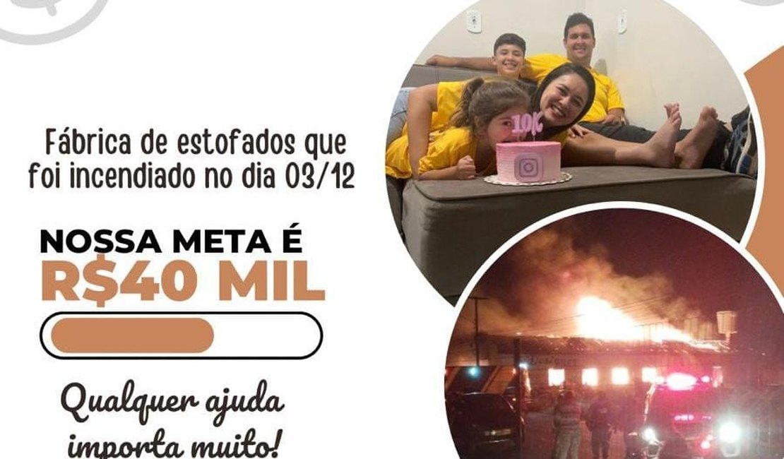 VÍDEO: Dona de fábrica de estofados destruída por incêndio em Arapiraca pede ajuda em campanha solidária