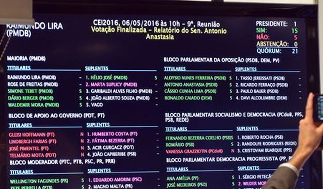 Comissão do Senado aprova relatório a favor do impeachment de Dilma