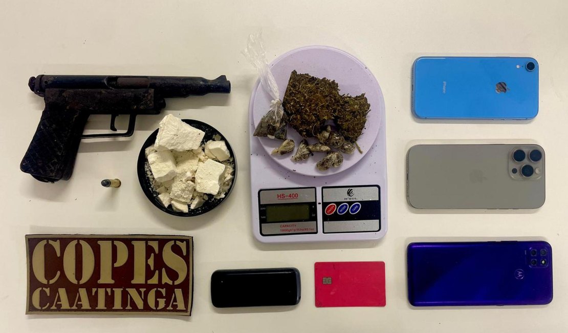Ações da PMAL resultam em prisões por porte ilegal de arma, furto e tráfico de drogas
