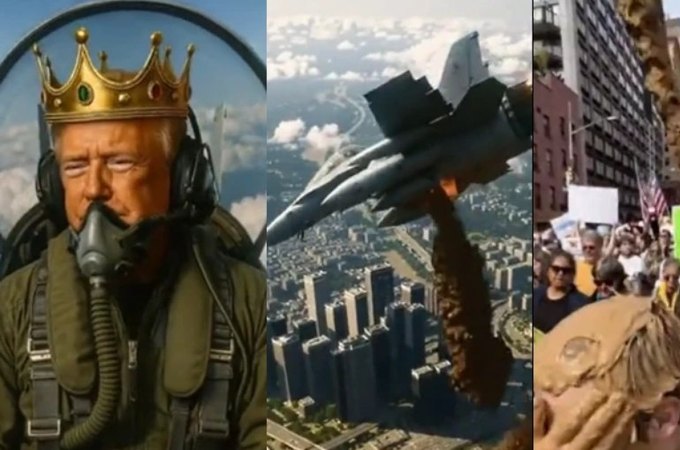 Trump posta vídeo feito por IA jogando fezes em manifestantes nos EUA; assista