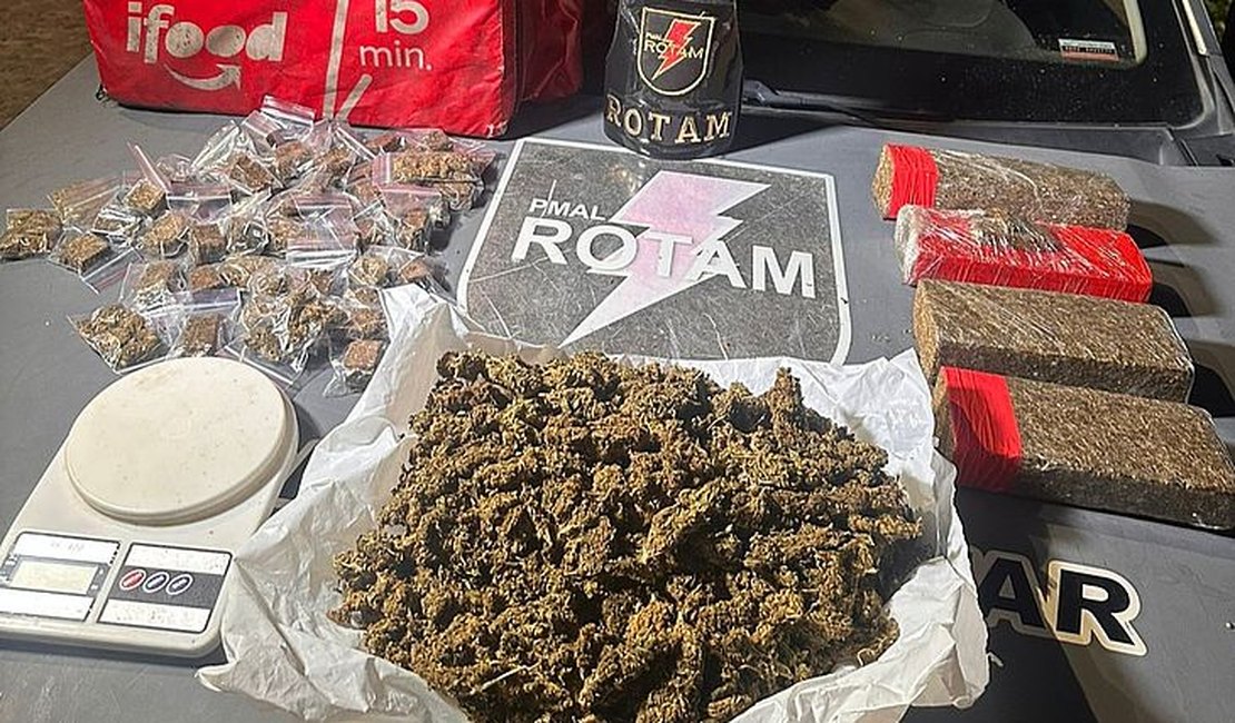 PM prende motociclista após encontrar maconha em mochila de app de entrega de comida em Maceió