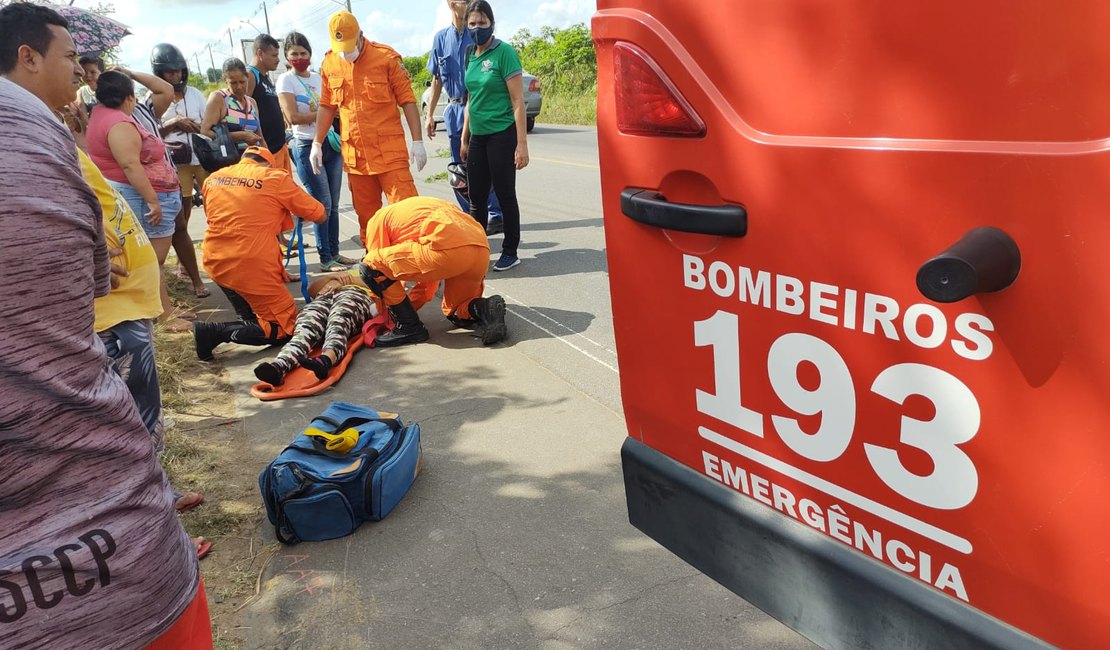 Acidente deixa casal ferido na AL-115, em Arapiraca