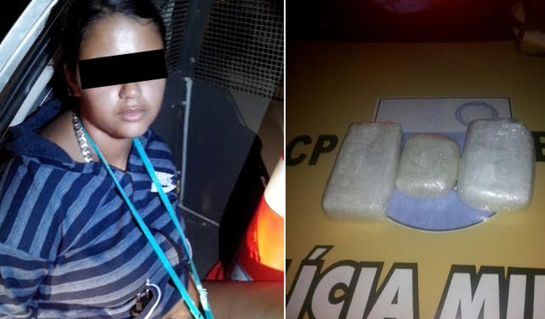 Adolescente é apreendida com 2,8kg de cocaína dentro de ônibus