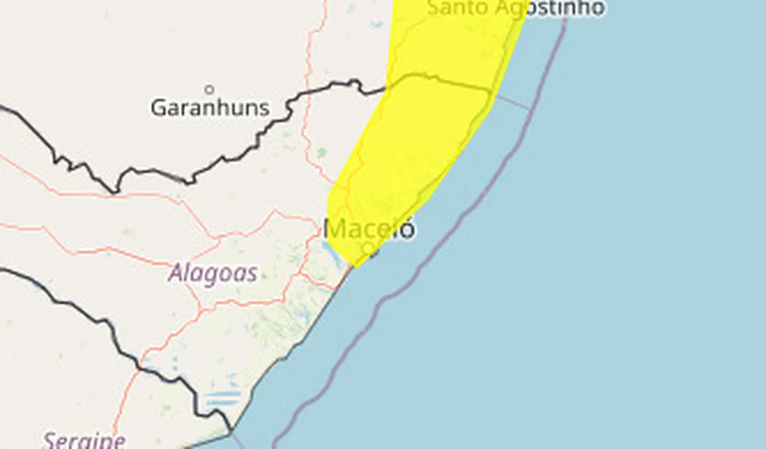Alerta do Inmet prevê perigo potencial de acumulado de chuva em diversas cidades alagoanas