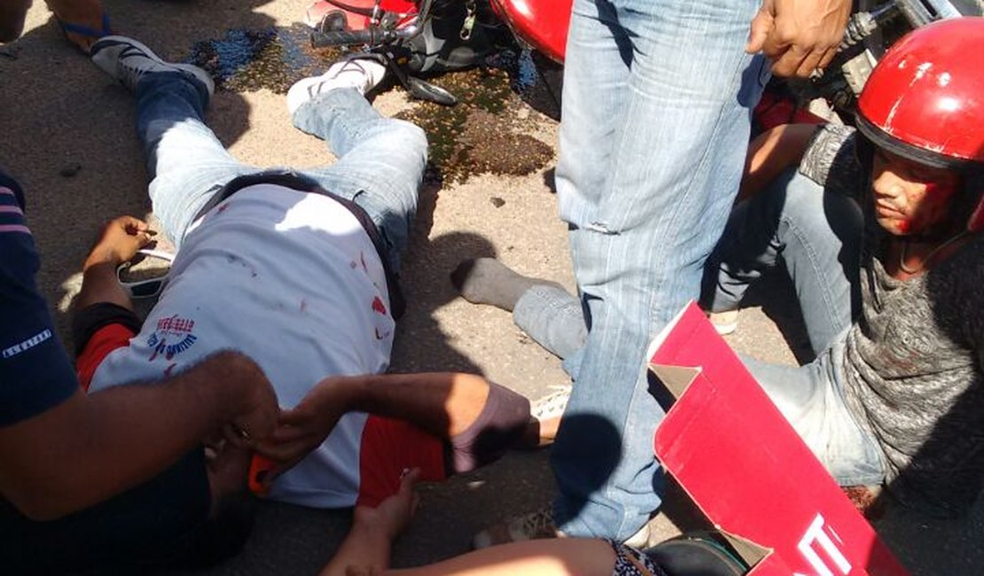 Acidente entre motos deixa três pessoas feridas em Arapiraca