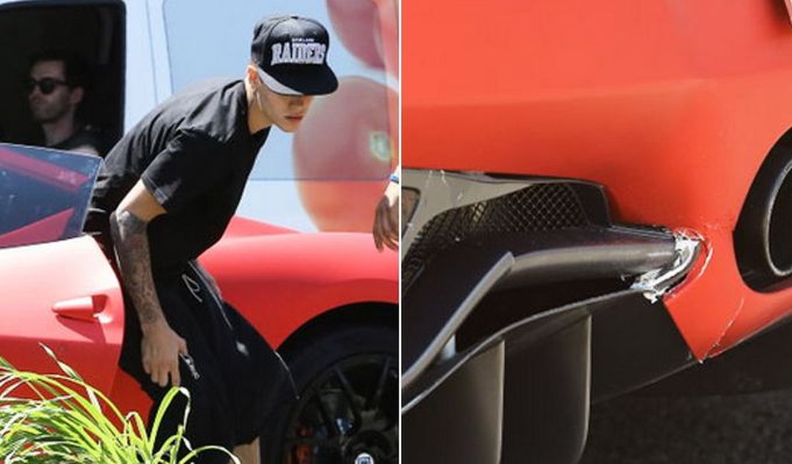 Justin Bieber se irrita com Paparazzi se envolve em acidente com sua Ferrari