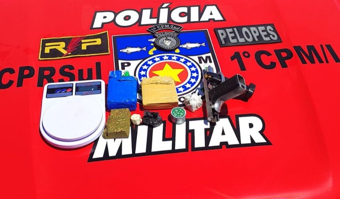 Ações da PM apreendem três armas de fogo e 1,3 kg de drogas no interior de AL