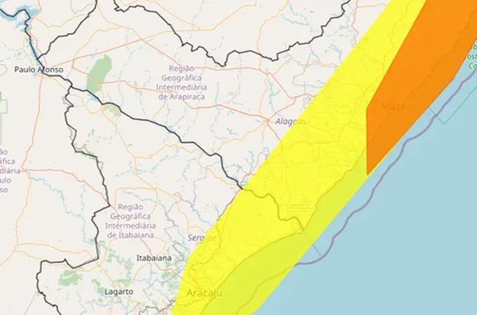 Alagoas tem dois alertas de chuva emitidos pelo Inmet; Maceió está entre os municípios em risco