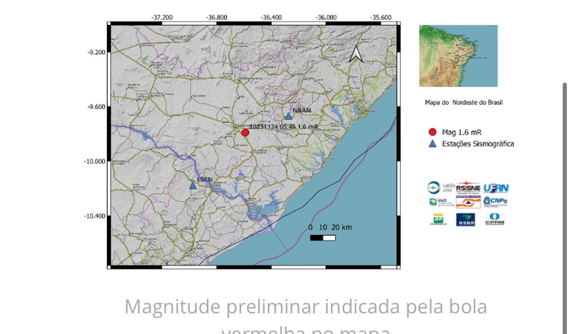 Novo tremor de terra é registrado em Arapiraca nesta sexta (24)