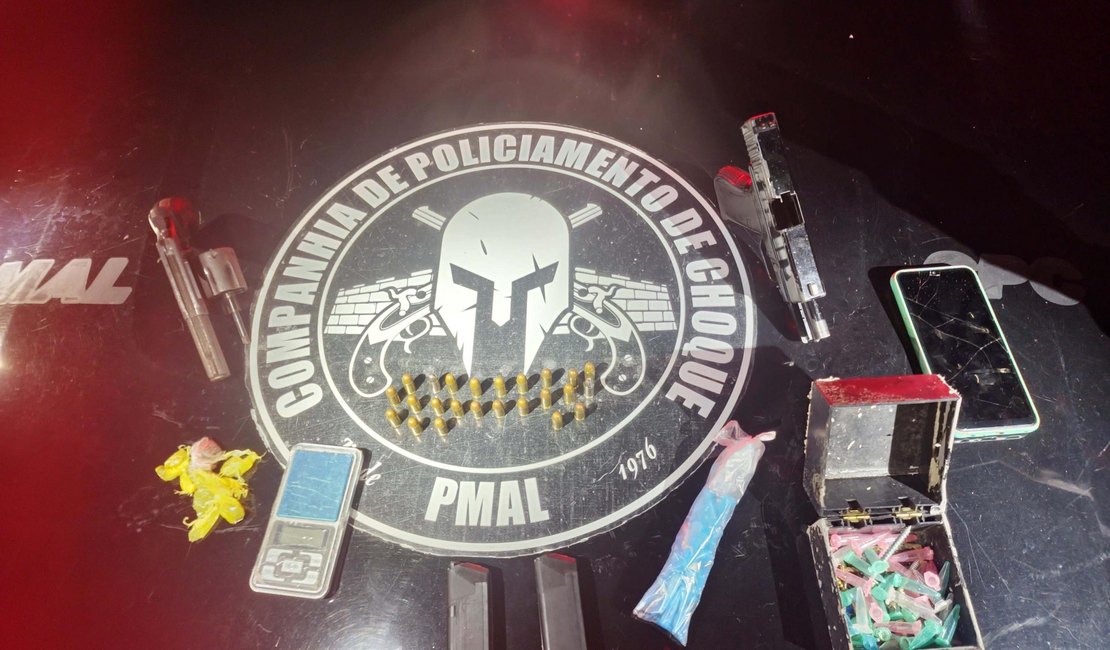 PM combate o tráfico e apreende drogas e três armas de fogo em cidades alagoanas