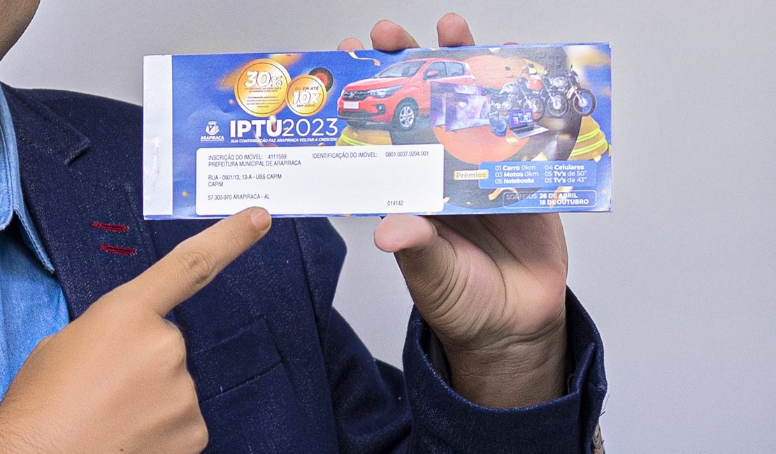 Prefeitura de Arapiraca 1º sorteio do IPTU premiado 2025 na próxima quarta (14)