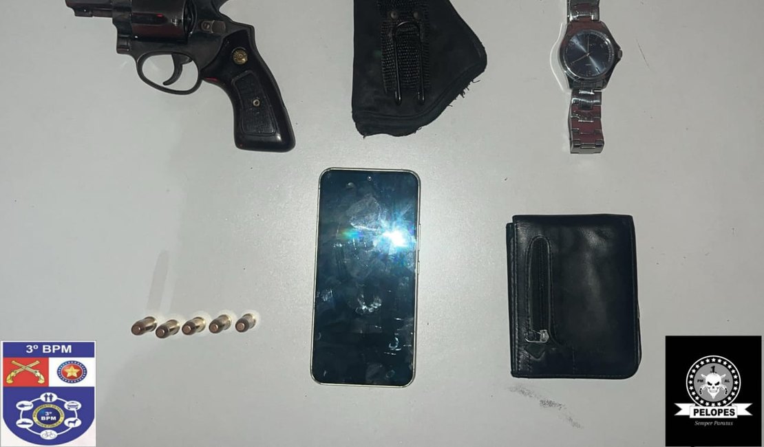 Jovem é preso pelo 3° BPM após ser flagrado com arma de fogo em bar de Craíbas