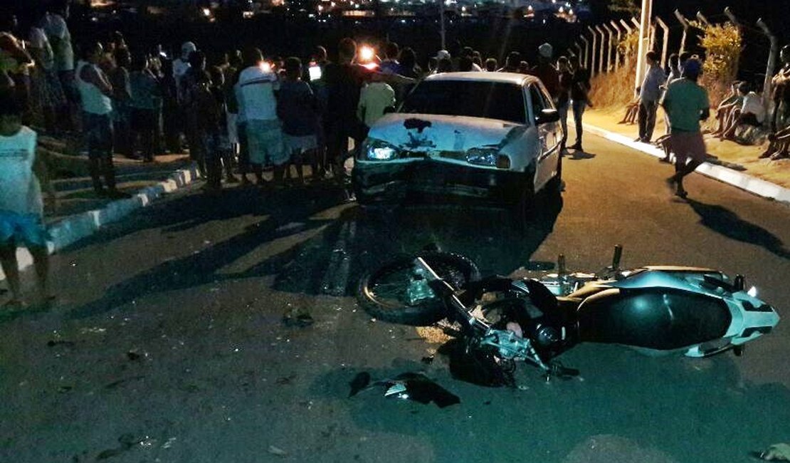 Condutor de motocicleta fica gravemente ferido em acidente, em São Miguel dos Campos