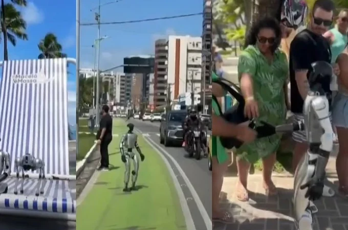 Robôs chamam atenção na orla de Maceió e viram sensação entre turistas e moradores