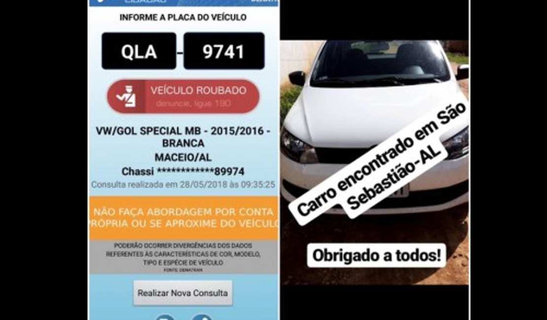 Após recuperar veículo, polícia procura lavador que furtou carro de idosa
