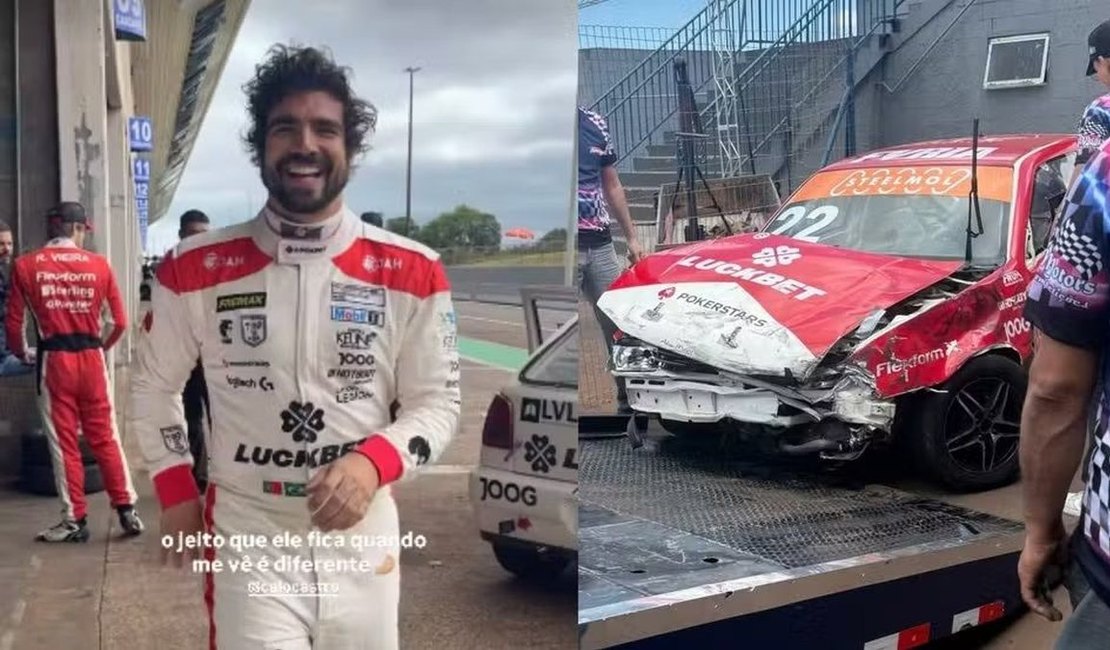 Caio Castro sofre acidente grave durante treino no Paraná e namorada tranquiliza fãs