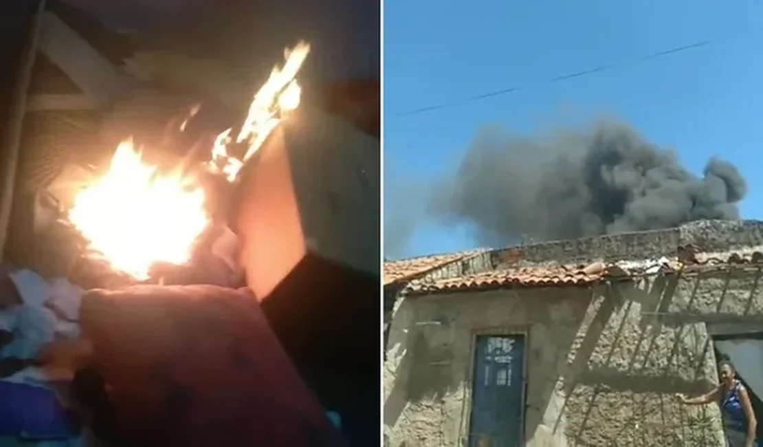 Filha grava vídeo enquanto ateia fogo na casa da mãe, após agredi-la, no Piauí: 'Vai dormir agora é no inferno'