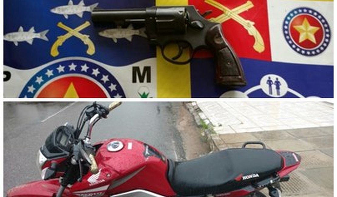 PM prende suspeito de homicídios com arma e moto roubada, em São Miguel dos Campos
