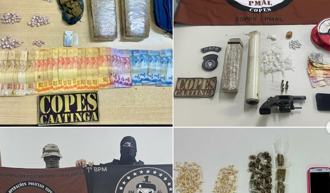 Operação da PM de Alagoas apreende drogas, arma e dinheiro, em quatro cidades do Sertão alagoano