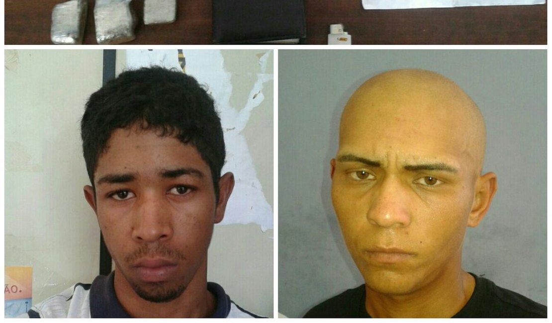 Jovens são detidos com três tabletes de maconha prensada, em Arapiraca