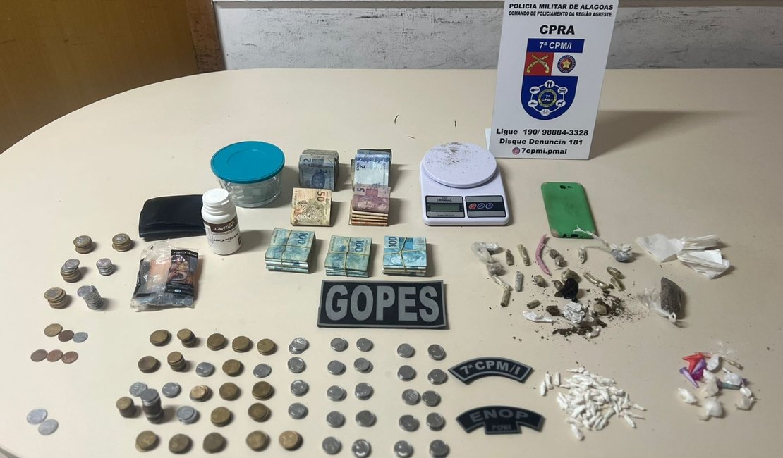 Operação em Campo Grande, AL, apreende drogas e mais de R$ 15 mil em espécie; homem foi preso em flagrante