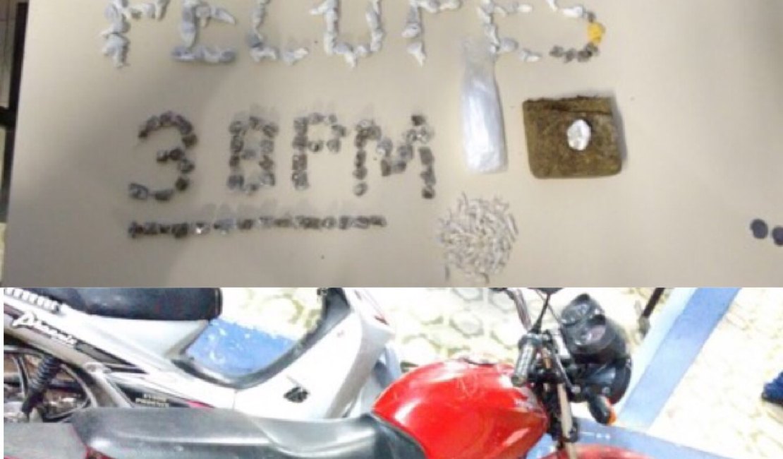 Pelopes recupera moto roubada e apreende drogas no Manoel Teles