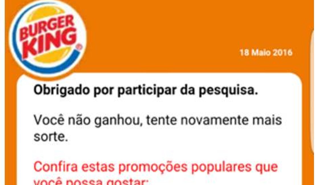 Novo golpe no WhatsApp usa cupom falso de descontos no Burger King; confira