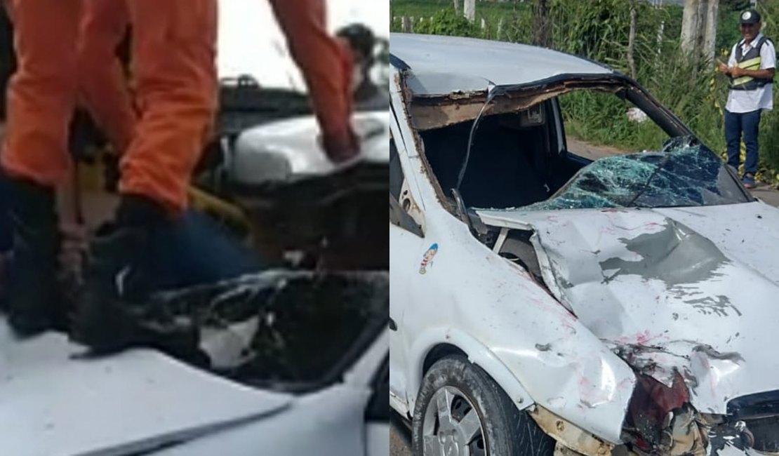 Motociclista atravessa para-brisa de carro ao ser arremessado em colisão frontal em Arapiraca