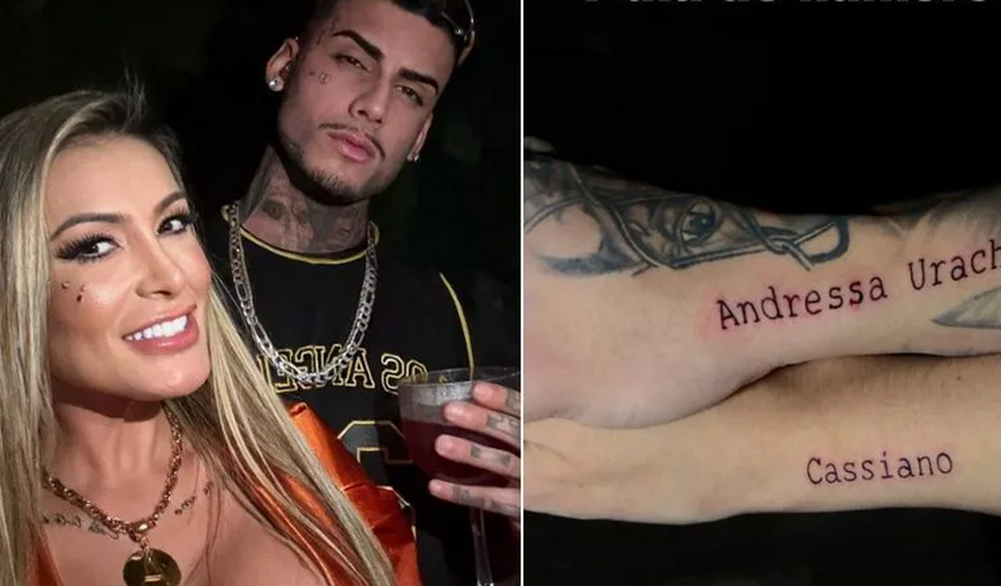 Andressa Urach tatua nome do namorado no 1º dia do relacionamento: 'Me apaixonei'