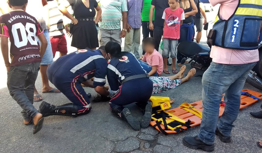 Colisão entre carro de passeio e Pop 110 deixa dois feridos em São Miguel dos Campos