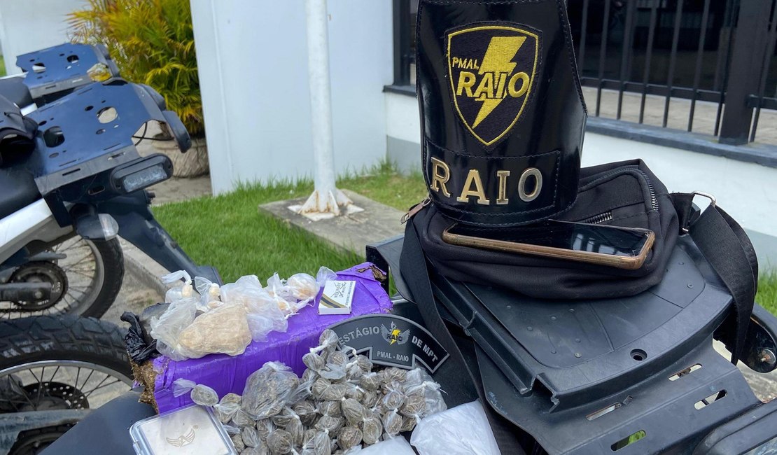 PM flagra homem com maconha, crack e cocaína no Benedito Bentes, em Maceió