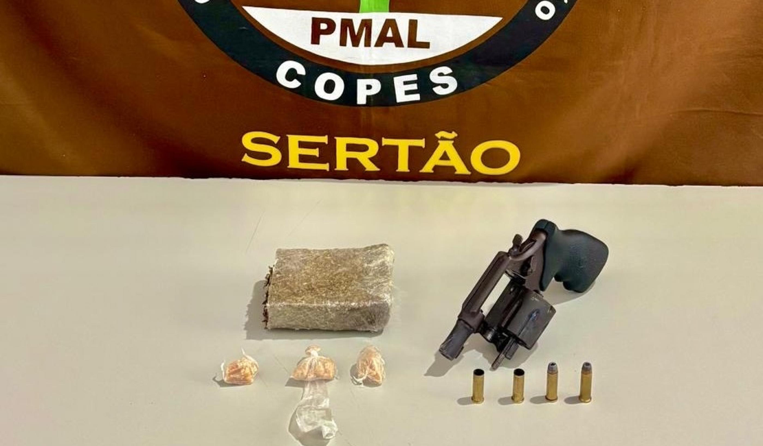 PM apreende arma e drogas durante ação no Sertão alagoano