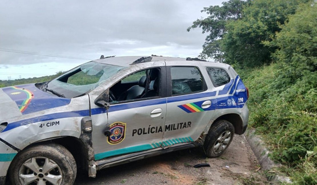 Cavalo solto na estrada provoca acidente com viatura da PM de Pernambuco, em Água Branca