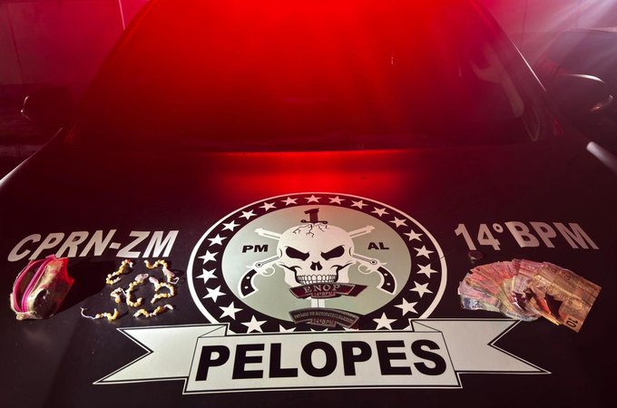 PM apreende quase 100 pedras de crack e recupera moto roubada em Messias