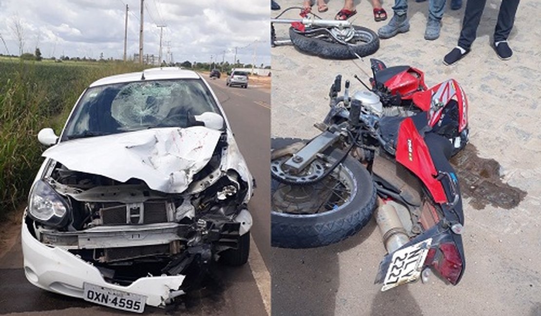 Motociclista é socorrido com vida após grave colisão com automóvel no Agreste