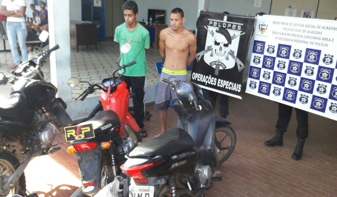 Jovens são detidos com três motos roubadas e drogas, em Arapiraca