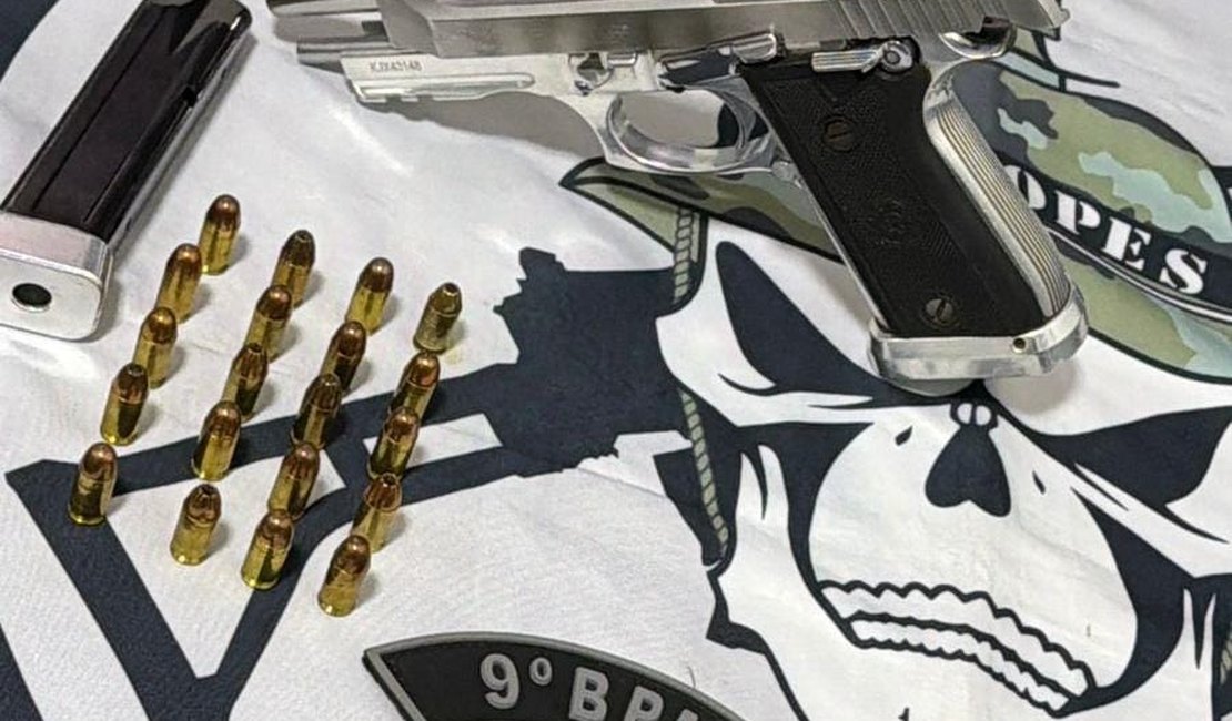Homem é preso em Delmiro Gouveia com pistola calibre .380 e 20 munições durante patrulhamento do Pelopes