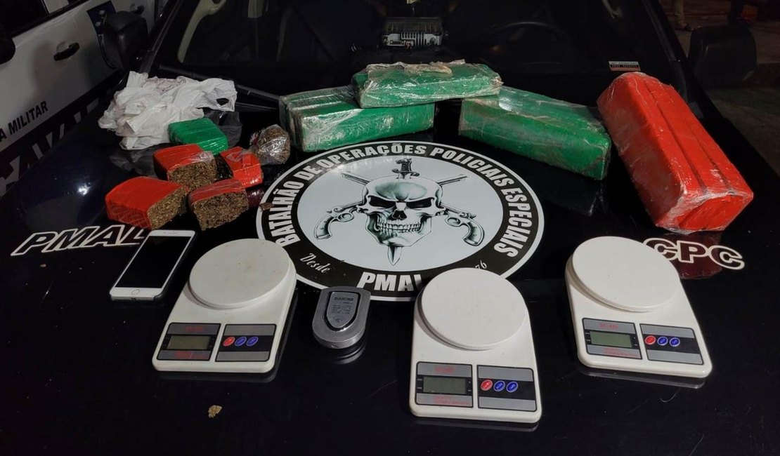Jovem é preso com 10 kg de maconha na capital alagoana