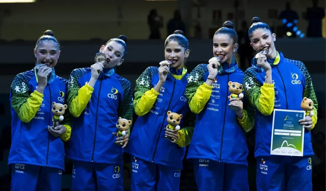 Com alagoana Duda Arakaki, conjunto brasileiro conquista prata inédita no Mundial de Ginástica Rítmica
