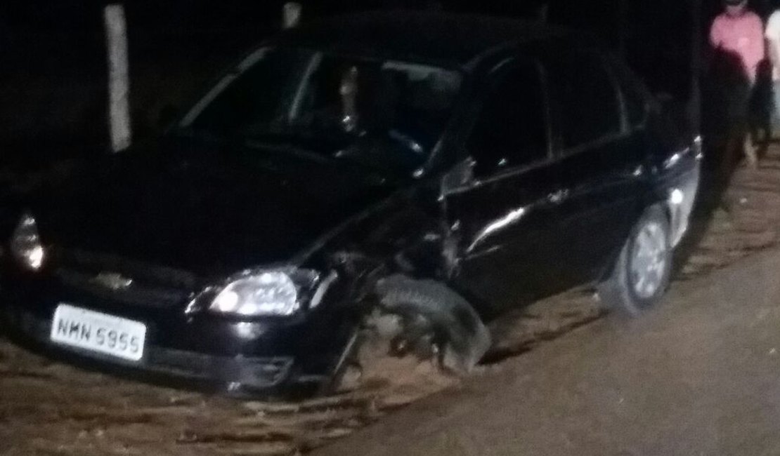 Colisão entre carro e motocicleta deixa três pessoas feridas na AL 110
