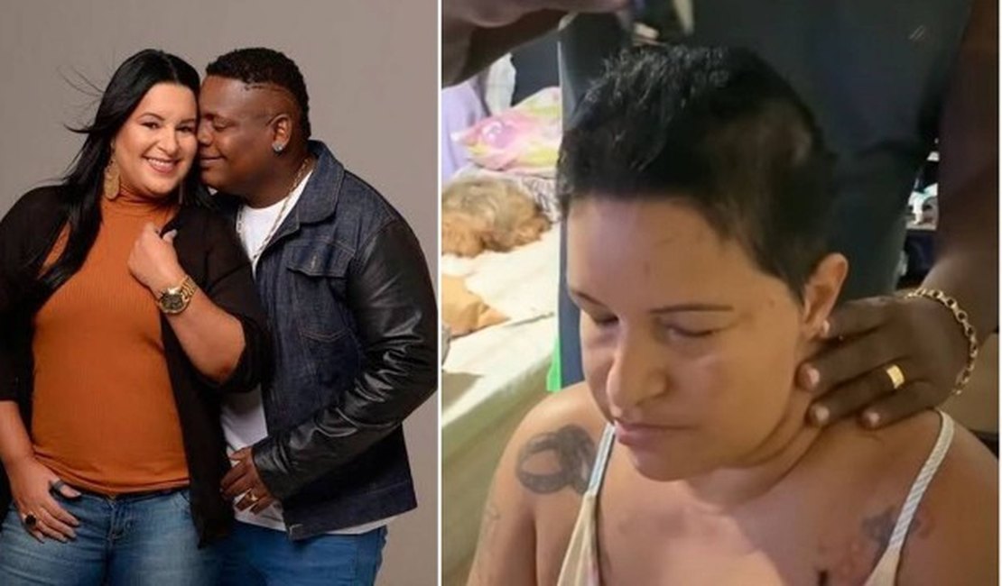 Emocionante, MC Marcinho posta vídeo raspando o cabelo da esposa, após ela operar tumor; assista