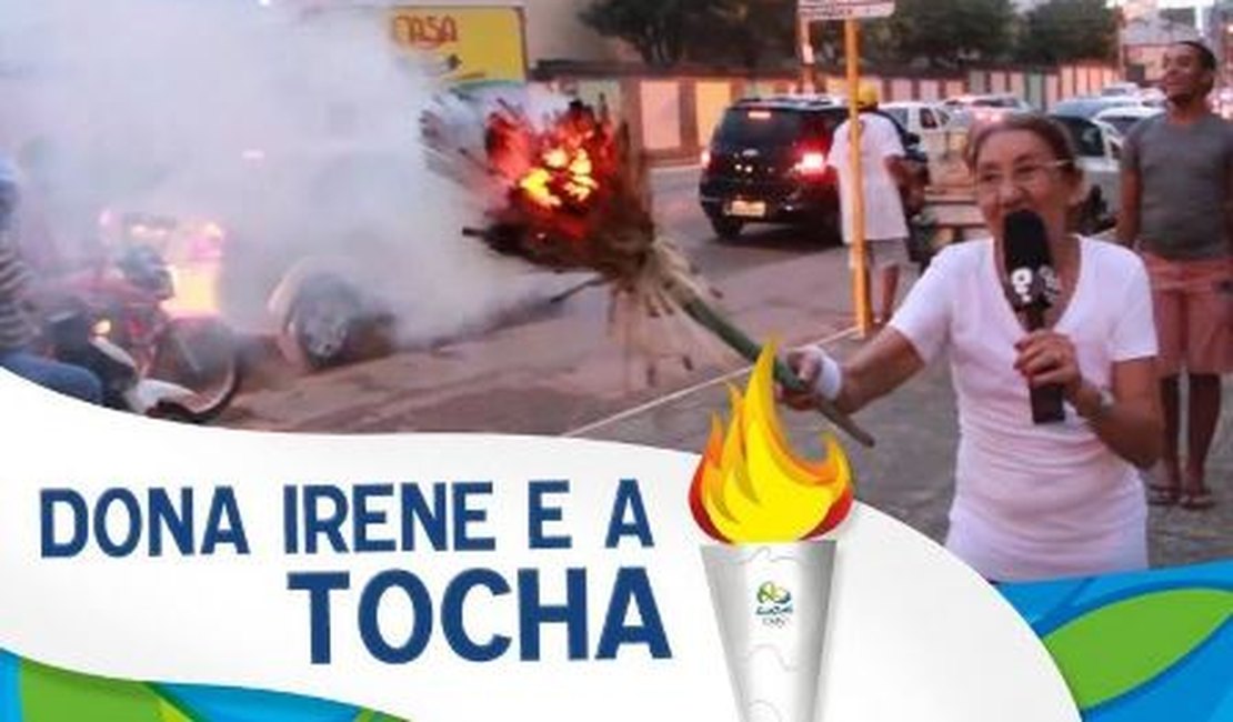 VÍDEO: Dona Irene cria própria ‘Tocha Olímpica’: ‘Me empresta um foguinho’