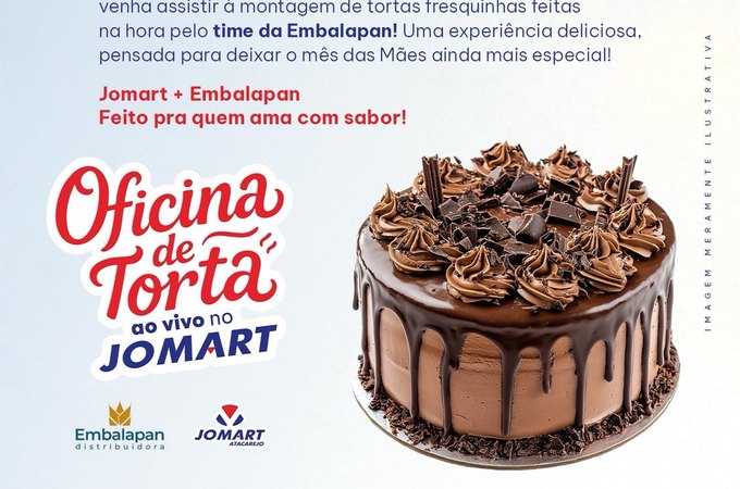 Oficina de Tortas promete experiência deliciosa com montagens ao vivo no Jomart Atacarejo