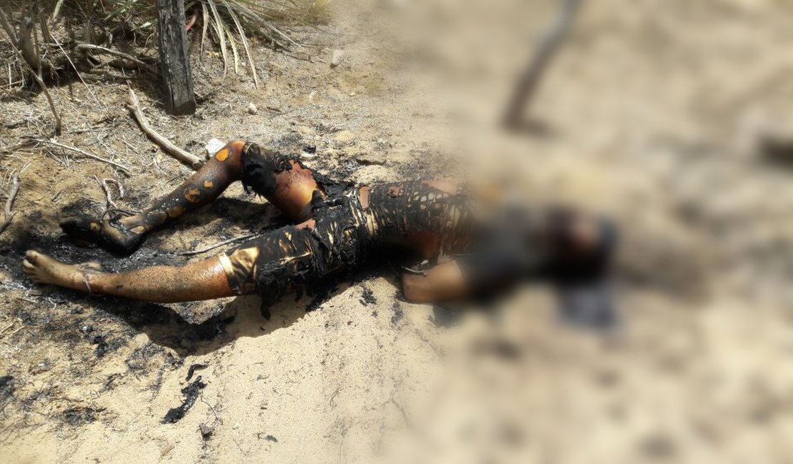 Violência: populares encontram corpo carbonizado e com as mãos amarradas no Sertão