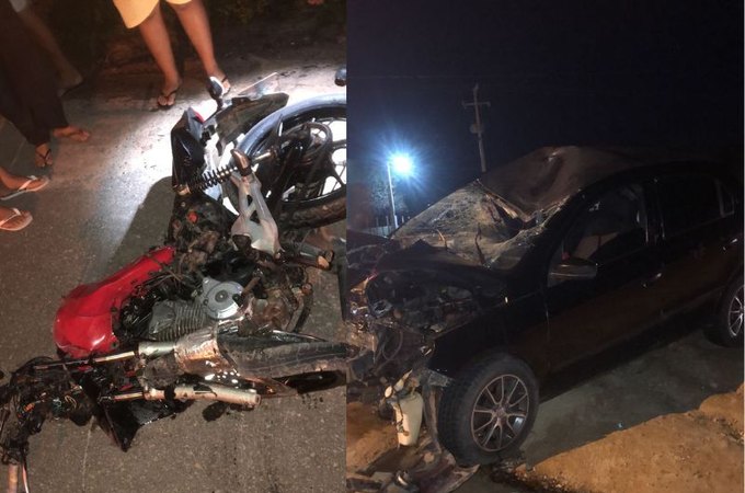 Motociclista morre e ao colidir frontalmente com carro de radialista na na BR-316, no Sertão alagoano